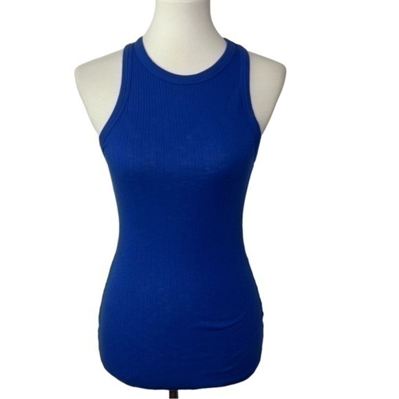 Sundry Ringer Cobalt NWT Crew Neck Ribbed Racerback Tank Size 1 - Picture 2 of 7
